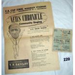 Football ephemera:-  Final Tie ticket stub for 1933 Everton V Manchester City, together with the