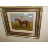 Fine oil painting of a racehorse & jockey, unsigned