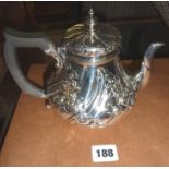 Victorian silver repousse silver teapot, London 1892 by Thomas William Dobson, approx 16ozs