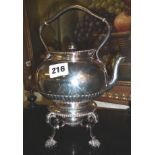 Silver kettle on stand, London 1873, maker Charles Frederick Hancock