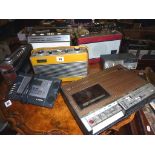 Three various Roberts radios c.1970s, a Bush "Nightingale" clock radio, a Telefunken tape player and