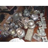 Large quantity of silver-plated teasets, baskets & candlesticks etc