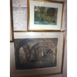 William RUSSELL-FLINT limited edition print No 629/850 "Flowers in the Cloister", with another