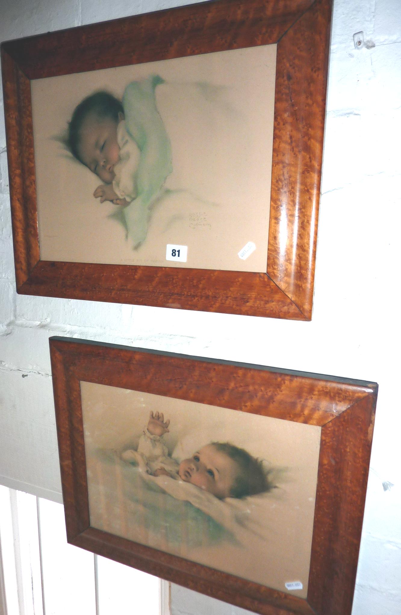 A pair of 1930s framed prints of babies sleeping, by Bessie Pease Gutmann