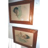 A pair of 1930s framed prints of babies sleeping, by Bessie Pease Gutmann