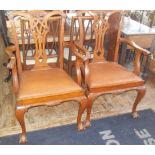 Set of six Edwardian Georgian-style oak dining chairs including two carvers