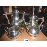 Silver tea service (four pieces) Birmingham 1970, maker Barker Ellis & Co, approx 52 troy ozs