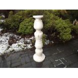 A solid white marble column 104cm (h) x