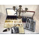 A quantity of cased plated flatware and