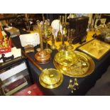 A collection of brass ware to include tr
