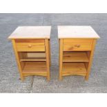 A pair of pine bedside drawers, 61cm x 4