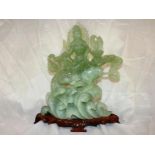 A Chinese jade celadon hard stone carvin