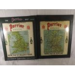 Two 1930s Perrier sectional motoring map
