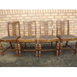 Four mahogany dining chairs with turned