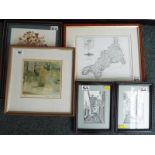 A collection of etchings, prints and sim