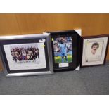 Three framed and mounted autographed pic