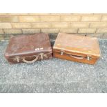 Two vintage leather suitcases (2)