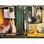 Two boxes of vintage boards games, chess