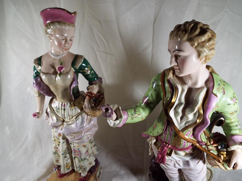 A pair of 19th century Meissen gilt porc - Image 2 of 4