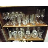 Two shelves of good quality glassware to