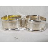 A pair of silver hallmarked napkin rings