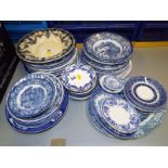 A large quantity of blue and white table
