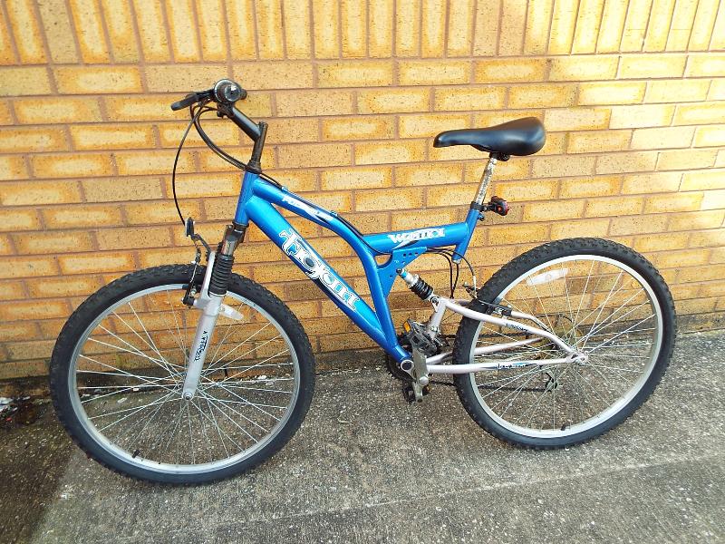 A Trojan Warrior Full Suss bicycle, blue