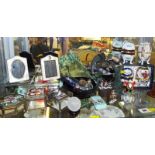 A good shelf lot of decorative items to