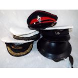 Five Royal Naval / Militaria peaked caps