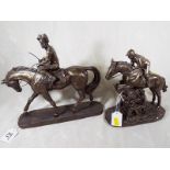Two cold cast figurines depicting jockey