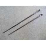 Two gentleman's ebony walking canes of w