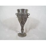 A Royal Selangor Lord of The Rings pewter goblet entitled The Hobbit, 18.5cm (h), signed to the