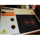 A Beldray Palma Curved wall fire with two heater settings, 2000 watt maximum output, boxed