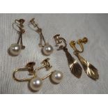 Three pairs of lady's 9ct gold earrings
