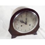 An oak cased mantel clock Arabic numeral
