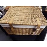A good quality wicker picnic basket 25cm (h) x 27cm (w) x 39cm (d)
