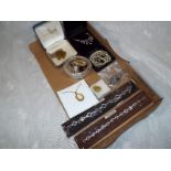 A good mixed lot of costume jewellery two sterling silver bracelets, cultured pearls, diamante and