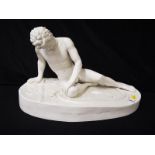 A Copeland Parian Ware figurine depicting a wounded Gladiator with sword, shield and horns,