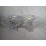 Two glass tsar's 19cm (h) x 26cm (dia) and 19cm (h) x 25cm (dia)