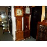 A provincial oak and mahogany cased 30 hour longcase clock, 12 inch (30 cm) square painted dial