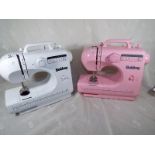 Two Beldray miniature sewing machines, one pink and one white