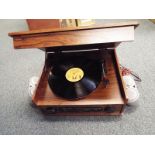 A record player with FM Stereo radio and speakers