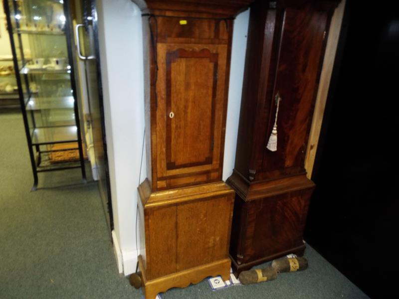 A provincial oak and mahogany cased 30 hour longcase clock, 12 inch (30 cm) square painted dial - Image 3 of 4