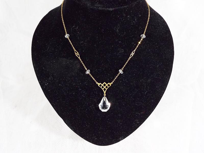 A lady's 9ct gold evening necklace with crystal detail, stamped 9ct, approximate weight 4.1 grams