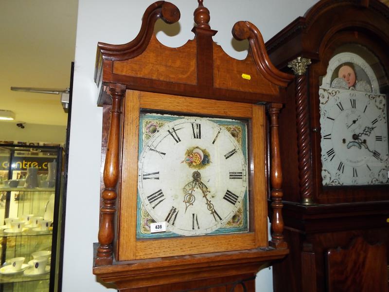 A provincial oak and mahogany cased 30 hour longcase clock, 12 inch (30 cm) square painted dial - Image 2 of 4