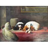 W Palmer - An original oil on canvas depicting King Charles Spaniels, signed lower right, image