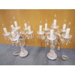 Two crystal table chandeliers each with five arms, 67cm (h) - Est £80 - £120
