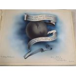 An Edwardian album, various entries to include paintings, drawing, religious texts and similar