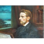 C F S Boston - A late 19th century oil on canvas depicting a young bearded gentleman, signed lower