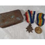 Two World War Two (WWII) campaign medals comprising the Victory medal and the 1914 Star, inscribed